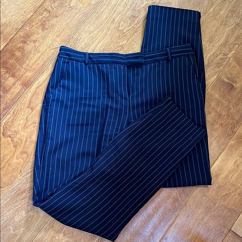 Topshop Petite Navy Striped Pants